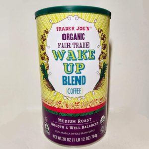NEW Trader Joe's Organic Fair Trade Wake Up Blend Coffee 28 oz Whole Bean Medium